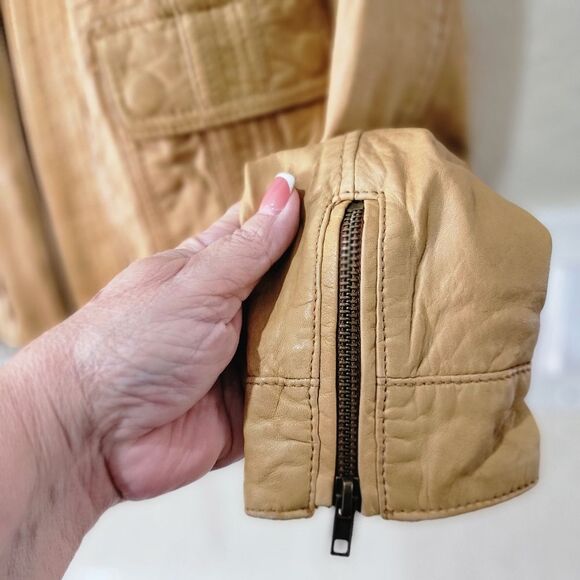 Lucky Brand lamb leather jacket Size XS gold mustard - Picture 6 of 9